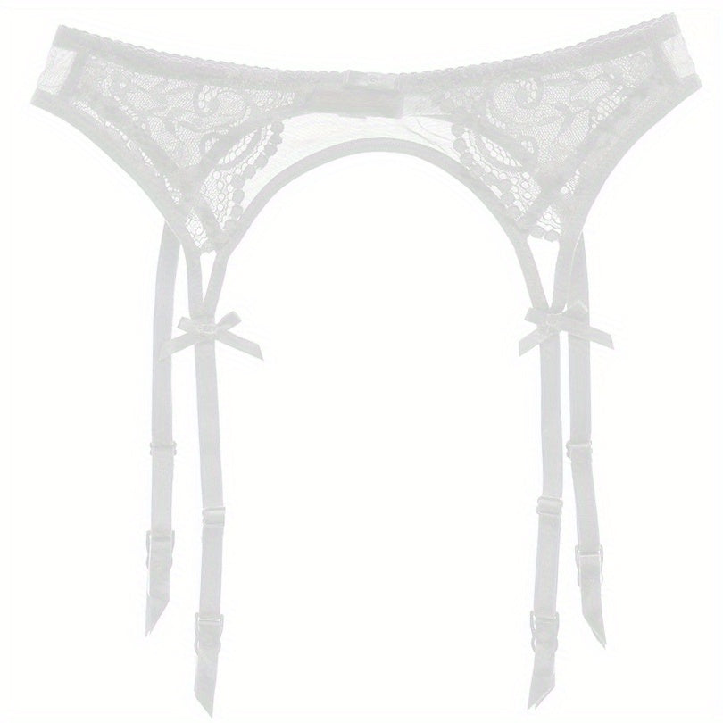 Sexy Lace Trim Long Socks for Women with Metal Buckle & Bow Accents