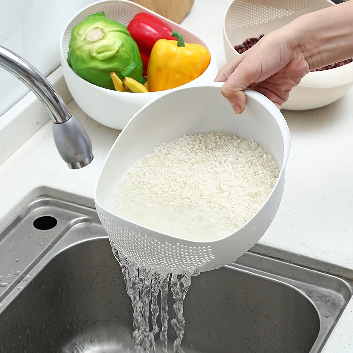 Kitchen Washing Basket Basin - Drain Water, Wash Rice