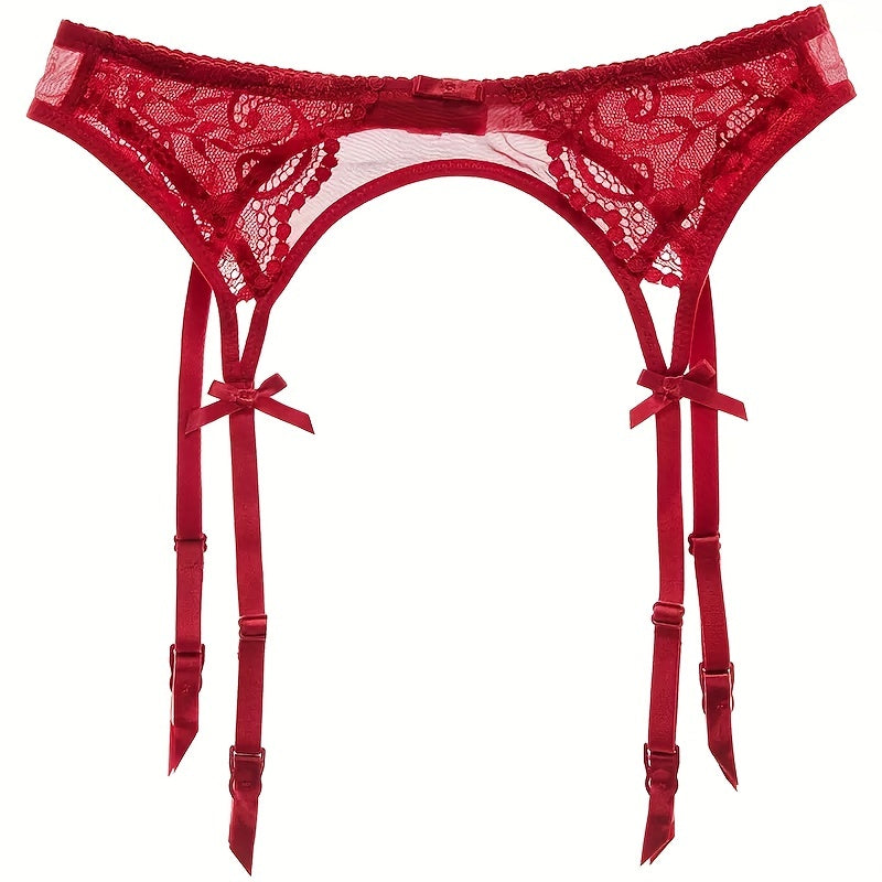 Sexy Lace Trim Long Socks for Women with Metal Buckle & Bow Accents