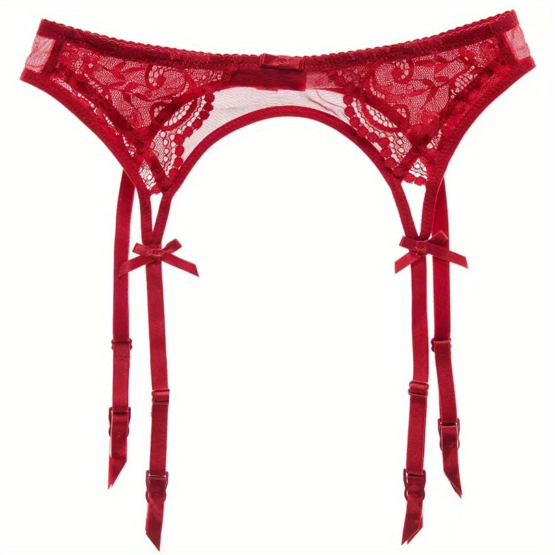 Sexy Lace Trim Long Socks for Women with Metal Buckle & Bow Accents