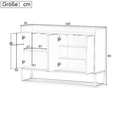 Modernes 4-türiges Sideboard ohne Griffe – Minimalistisches Buffet für Esszimmer, Wohnzimmer & Küche (Schwarz)