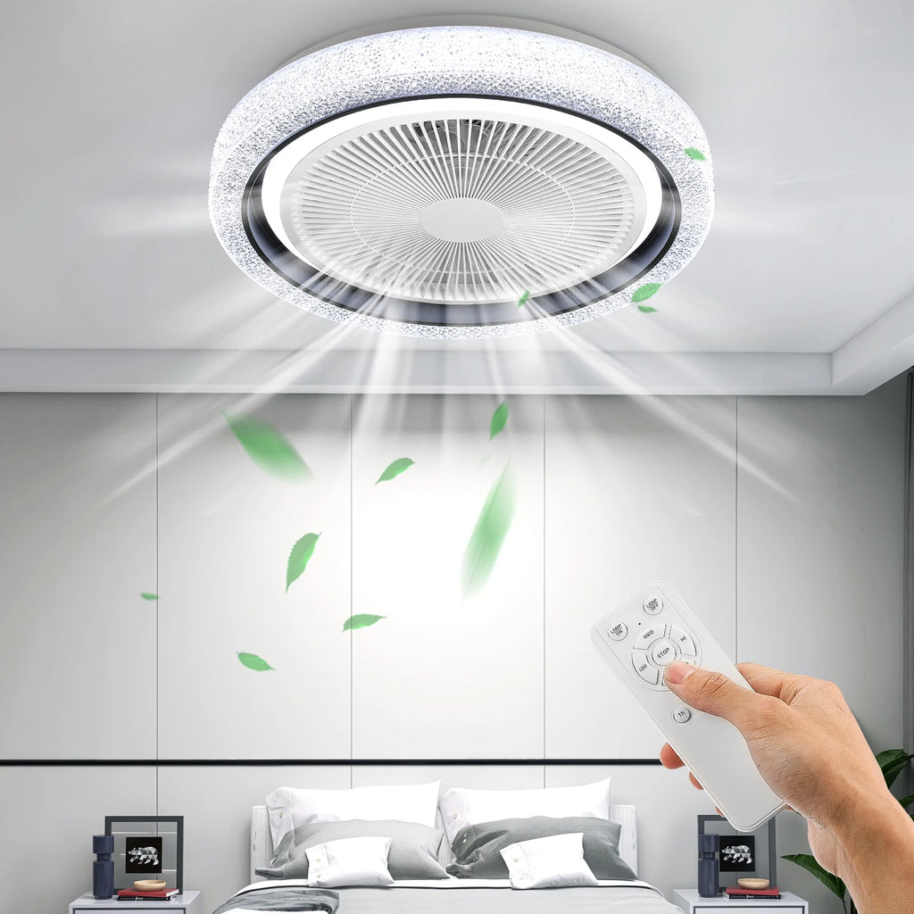 LED Deckenventilator mit Licht & Bluetooth Musik – Dimmbar, RGB Farbwechsel, Fernbedienung
