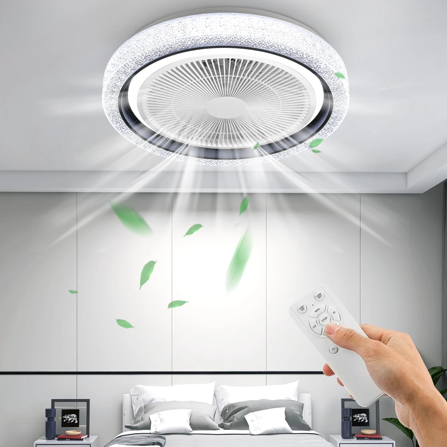 LED Deckenventilator mit Licht & Bluetooth Musik – Dimmbar, RGB Farbwechsel, Fernbedienung