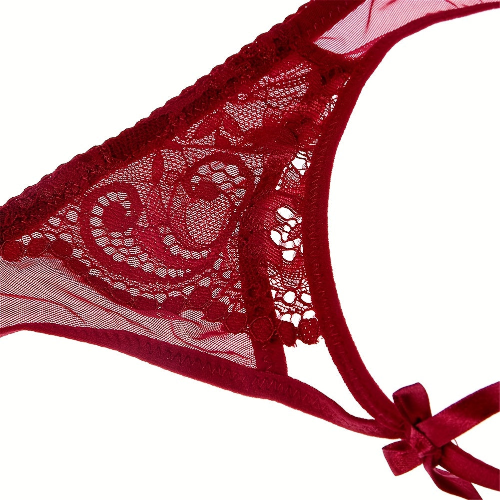 Sexy Lace Trim Long Socks for Women with Metal Buckle & Bow Accents